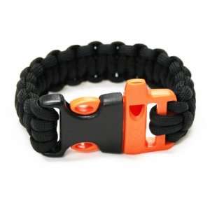  Paracord Survival Bracelet w/ Emergency Whistle (Black 