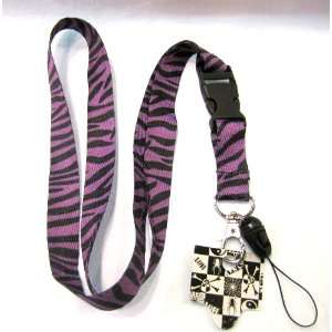 Purple Zebra Lanyard Key Chain Holder
