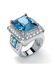 Blue & Whitecubic zirconia Silver Ring by Palm Beach Jewelry