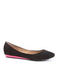 Black (Black) Neon Pink Wedge Ballerina Shoe  251347401  New Look