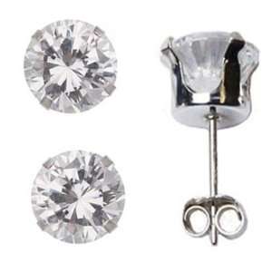 APRIL Birthstone Clear White Round Cut Cubic Zirconia CZ Sterling 