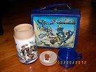vintage plastic blue masters of the universe lunch box with thermos