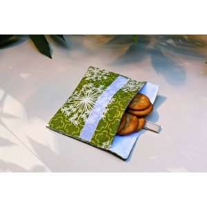  Luau Wrap Reusable Sandwich Bag in Green Dandelion Organic Cotton 