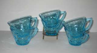 Blue Depression Hazel Atlas Glass Dots Capri Cups  