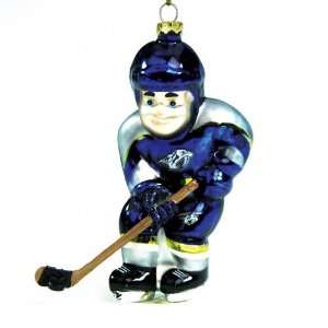  Nashville Predators 4 Glass Hockey Player Ornament 