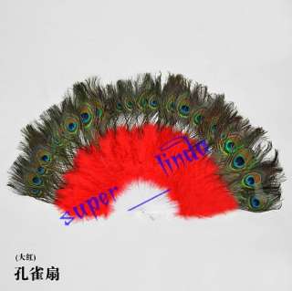 Hot New Belly Dance Peacock Feather Fan 10 colours  