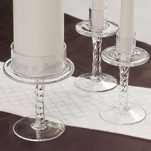 Wedding Favors Personalized Glass Pedestal Unity Candle Stand  