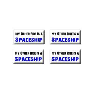   Vehicle Car Is A Spaceship   3D Domed Set of 4 Stickers Automotive