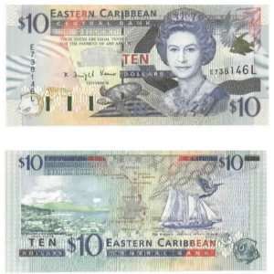   States St. Lucia ND (1998) 10 Dollars, Pick 38l 