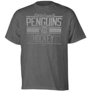 Reebok Pittsburgh Penguins Pigment Dyed Aged Striped T Shirt   Stone 