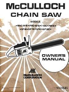 McCulloch Mac 10 10, Pro 10 10 Owners Manual  