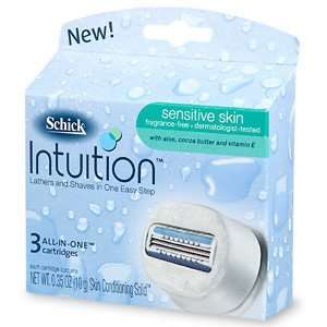  Schick Intuition All In One Cartridges, Sensitive Skin, 3 