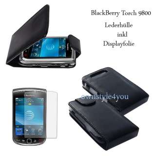 Lederhülle für BlackBerry 9800 Torch Tasche + Folie  