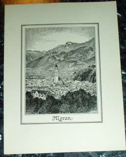 Meran Merano Südtirol großf. Tafel Ansicht Druck 1920  