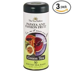   Round Green Tea Bags, Papaya and Passion Fruit, 50 Count (Pack of 3