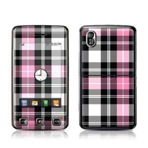  Pink Plaid Design Protector Skin Decal Sticker for LG Cookie KP500 