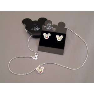   AB Crystal Mickey Mouse Necklace & Earring Set 