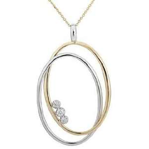  14K Two Tone Gold 0.07cttw Round Diamond Necklace Jewelry