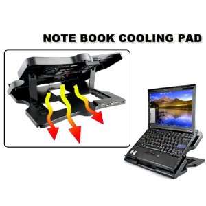  Swiveling Notebook Stand Black with Three Fans & 4 Port 