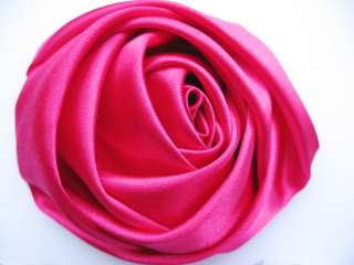 10 Big Satin 4d Rose 3 Craft Wedding Hair Bow Headband Hot Pink RF122 
