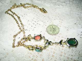 VINTAGE STUBBINg SCARAB NECKLACE GOLD PLATED  