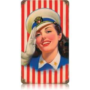  Salute Girl Allied Military Vintage Metal Sign   Victory 