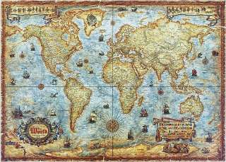 Antike Weltkarte inkl. Laminierung  Freude an Ihrer Karte auf Jahre