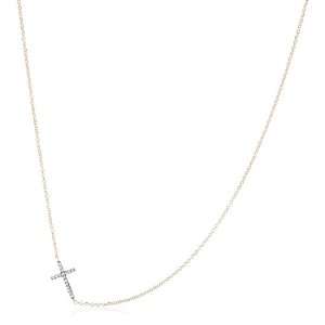  Mizuki 14k Necklace Side Cross Diamond .14Ct 16 Jewelry