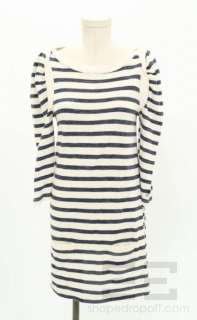 Juicy Couture Cream & Heather Blue Striped Dress Size Small  