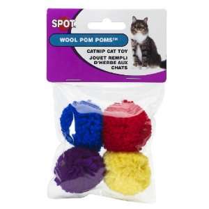  Ethical Wool Pom Poms with Catnip Cat Toy, 4 Pack Pet 
