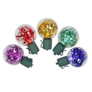  Set of 25 Multi Colored LED G40 Tinsel Christmas Lights 