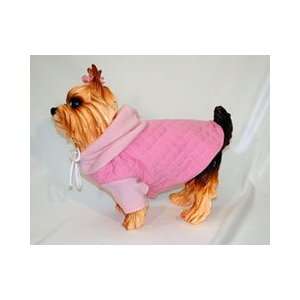 Soft Hooded Quilted Dog Coat (Pink, Size 8)