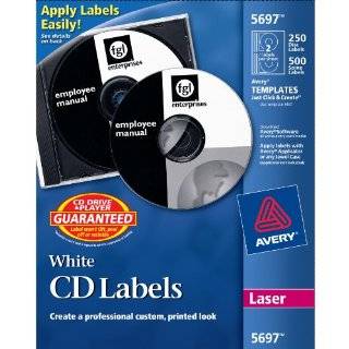  Avery CD Labels for Laser Printers, White, 100 Disc Labels 