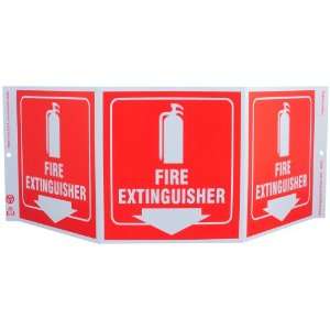  Eco Safety Tri View Sign, Legend FIRE EXTINGUISHER with Down Arrow 