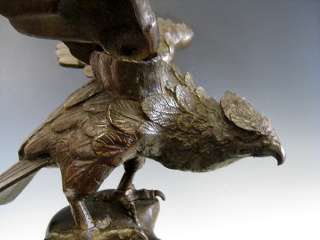 Japanese Bronze Hawk Okimono  