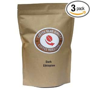 Coffee Bean Direct Dark Ethiopian, Whole Bean Coffee, 16 Ounce Bags 