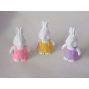    Family of 3 Rabbit Erasers (Pink, Orange, Purple) Toys & Games
