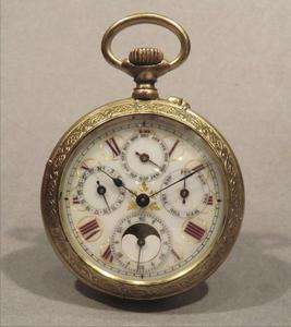 ANTIQUE MOON PHASE POCKET WATCH  