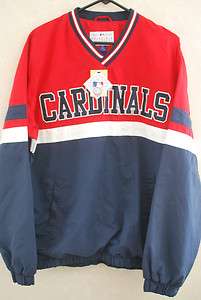 NEW St. Louis Cardinals Mens L V Neck Windbreaker Jacket Sewn MLB NWT 