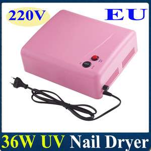 36W UV Nail Art Lamp Gel Curing Tube Light Dryer 220V Pink  