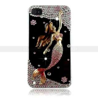 For iPhone 4 4G 4S Cute Sea maid Design Shining Set Diamond Hard Skin 