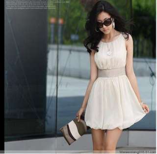   Elegant Chiffon Belted Tunic Short Summer Mini Dress h254  