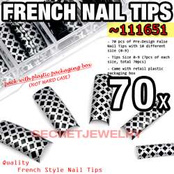 70 pcs Pre Designed French False Nail Tips   Linning Design
