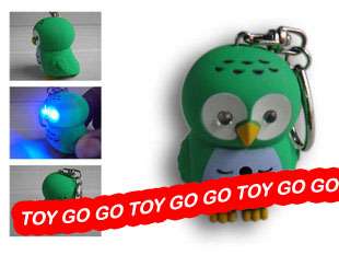 This bid for ONE Green OWL Flashlight LED Keyring with sound