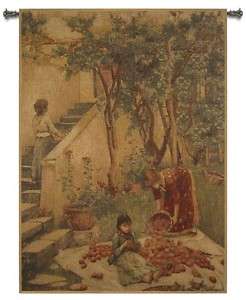 CHENILLE HARVEST TIME BELGIUM TAPESTRY WALL HANGING  