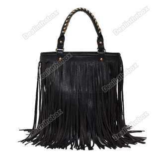Punk Tassel Fringe Womens Fashion Leather handbag Shoulder Bag  
