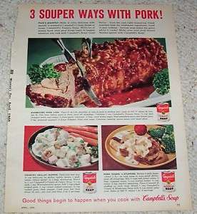 1960 Campbells Tomato Soup   BBQ Pork Loin recipe AD  