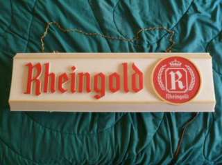 VINTAGE LARGE WORKING LIGHTED RHEINGOLD BEER 2 SIDED SIGN THANK YOU 