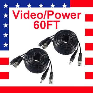 60ft CCTV BNC Video 12v Power Security camera cable  
