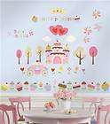 CUPCAKES 56 Wall Stickers decals Girls Pink princess castle heart 